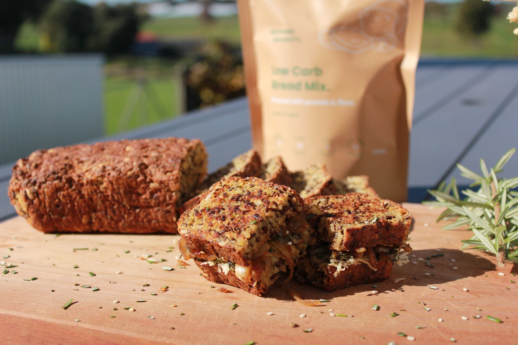 Rosemary, Caramelised Onion, & Cheese Low Carb Bread Toasties