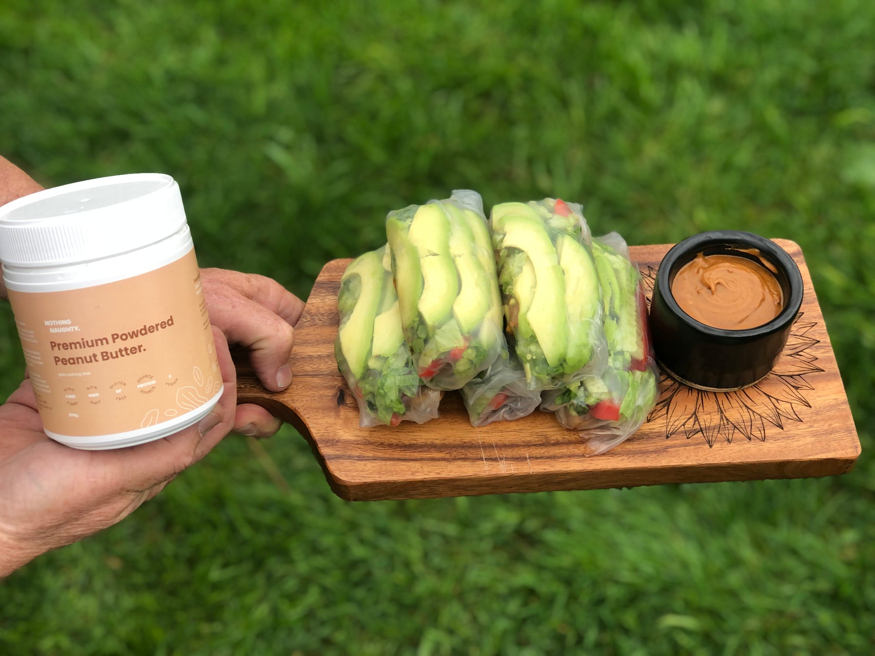 Avocado + Tofu Rice Paper Rolls with a Peanut Butter dipping sauce 🥑🥜