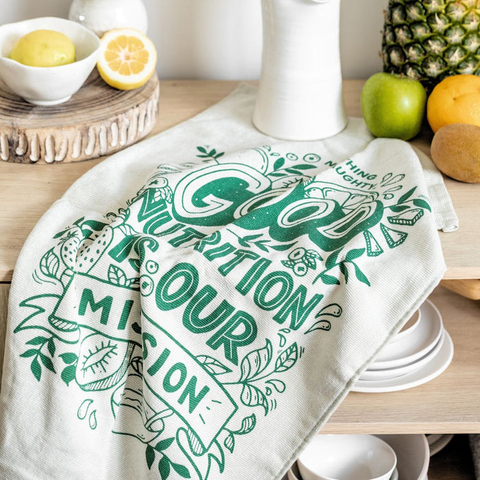 "Good Nutrition Is Our Mission" Cotton Tea Towel